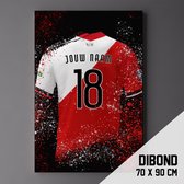 Utrecht - Poster - Schilderij - Voetbal Shirt Op Dibond 70 x 90 cm + ophangsysteem (gepersonaliseerd, naam + nummer)
