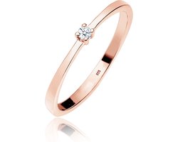 Elli PREMIUM - Ring - Dames Verlovingsring met Diamant (0,03 ct) in 925 Sterling Zilver - Dames