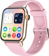 Nuvance - Smartwatch Dames - met HD Touchscreen - Horloge - Geschikt voor iOS en Android - Stappenteller, Calorie Teller, Slaap Meter - Rose Goud
