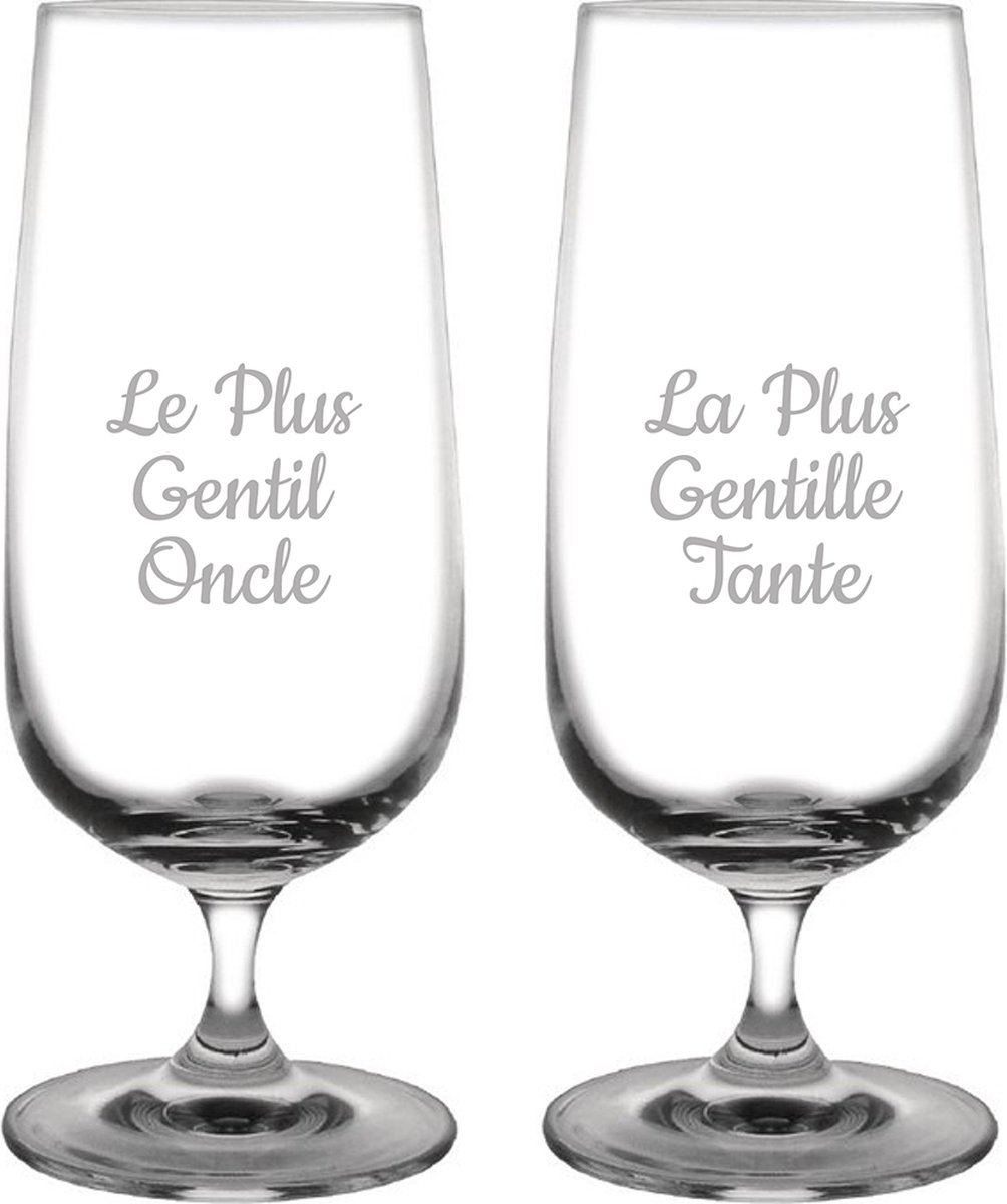 Bierglas op voet gegraveerd - 41cl - Le Plus Gentil Oncle & La Plus Gentille Tante