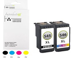 Improducts® set huismerk inkt cartridge voor Canon PG-545XL + CL-546XL voor IP2850 MG2440 MG2450 MG2455 MG2540 MG2550 MG2555 MG2950 MG3050 MG3051 MG3052 MG3053 MX494 MX495 TR4550 TS3150 TS3350 XL cartridge - Set Zwart + Kleur