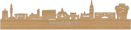 Skyline Hilversum Bamboe hout - 80 cm - Woondecoratie - Wanddecoratie - Meer steden beschikbaar - Woonkamer idee - City Art - Steden kunst - Cadeau voor hem - Cadeau voor haar - Jubileum - Trouwerij - WoodWideCities