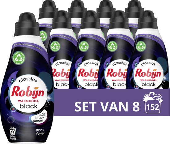 Robijn Klein & Krachtig Classics Black Velvet Vloeibaar Wasmiddel - 8 x 19 wasbeurten - Voordeelverpakking