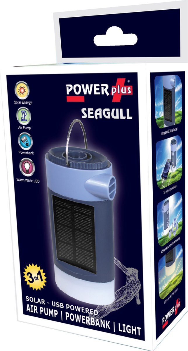 POWERplus Seagull Solar USB oplaadbare camping lantaarn (warm wit licht) - luchtpomp - powerbank van Powerplus — afbeelding 5