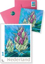 FloreS 2 - Wenskaarten set van 5 blanco kaarten met bijpassende postzegels, sluitzegels & enveloppen