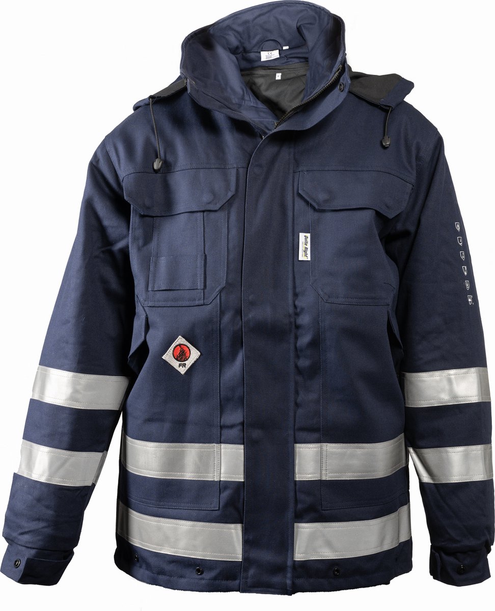 Parka Werkjas, vlamvertragende, antistatisch en waterafstotend met uitritsbare voering Maat S