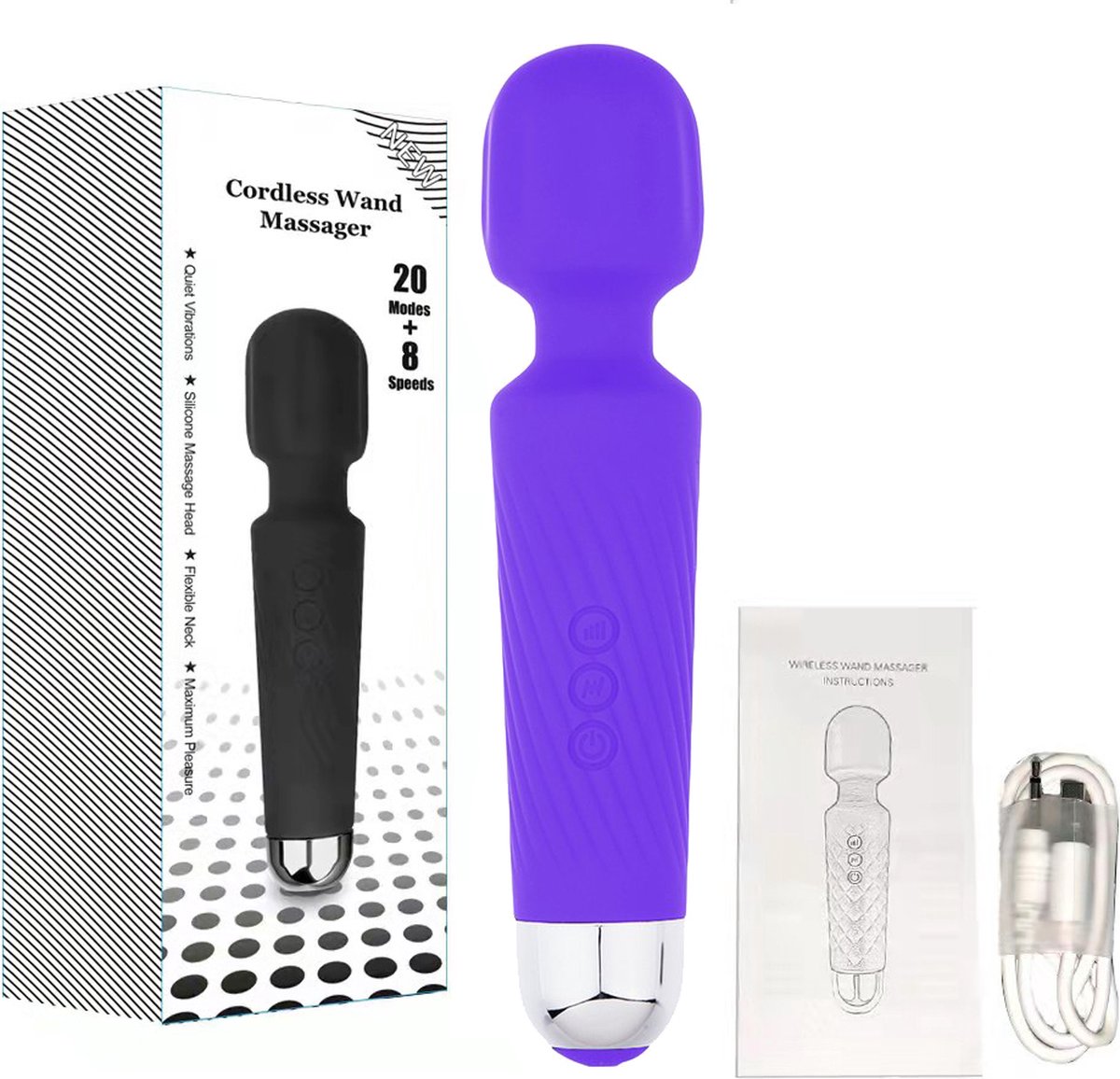 Magic Wand Vibrator - Vibrator - Vibrator met clitorisstimulator - Vrouwelijke vibrator - Vrouwelijke vibrator - Paars