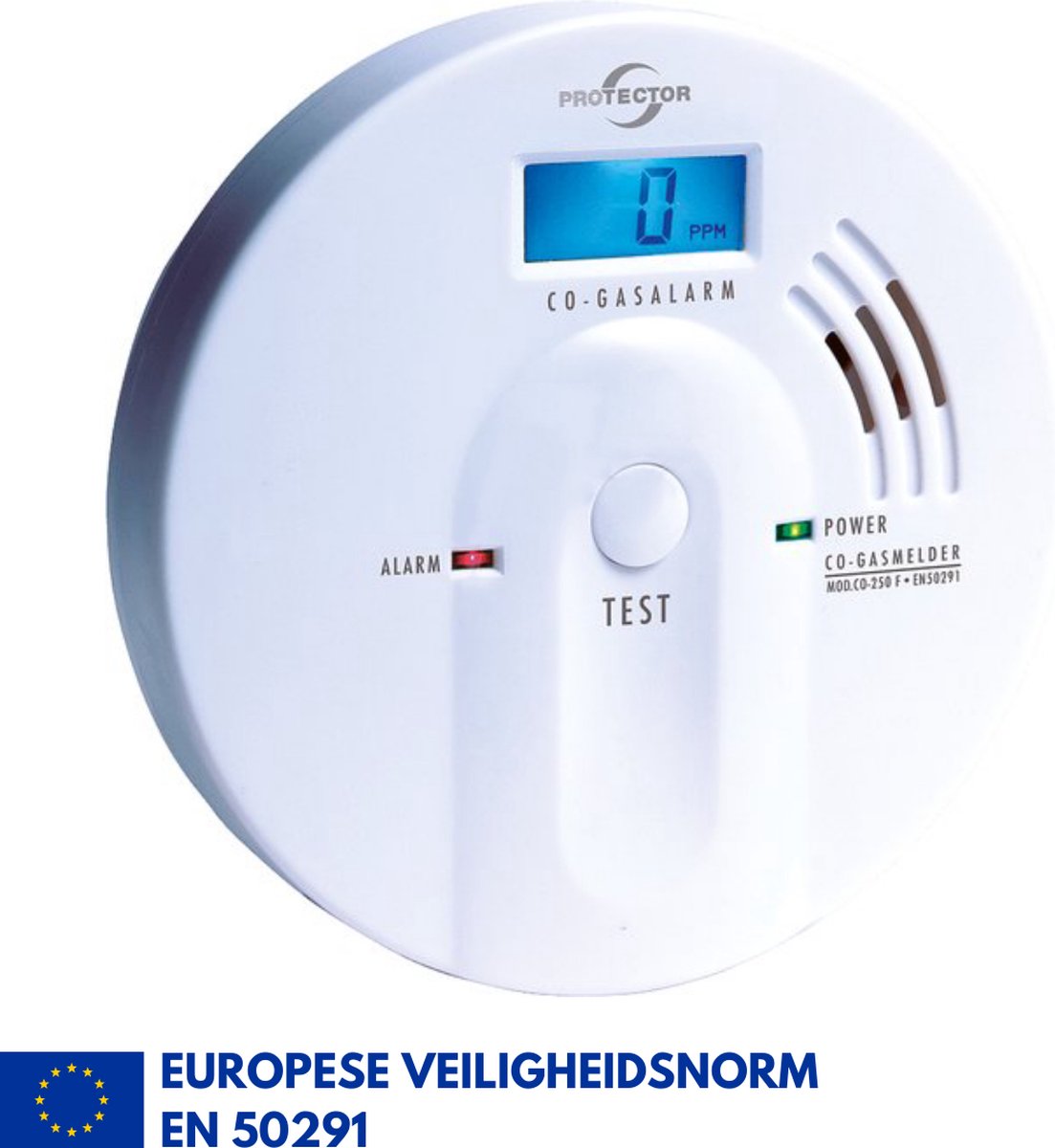 ZAAK. Protector CO-250 koolmonoxidemelder - EN 50291 keurmerk