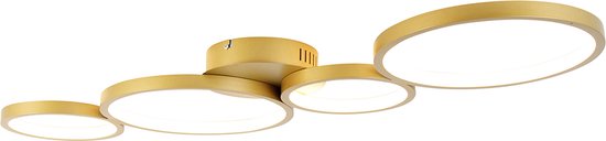QAZQA lupolo - Plafonnier LED moderne à intensité variable avec variateur - 4 lumières - L 100 cm - Or/ laiton - Salon | Chambre à coucher | Cuisine