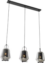 QAZQA kevin - Art Deco Hanglamp eettafel voor boven de eettafel | in eetkamer - 3 lichts - L 120 cm - Grijs - Woonkamer | Slaapkamer | Keuken