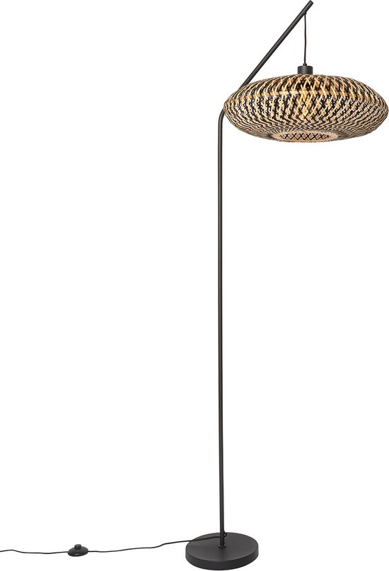 QAZQA ostrava - Oosterse Vloerlamp | Staande Lamp - 1 lichts - H 180 cm - Zwart - Woonkamer | Slaapkamer | Keuken