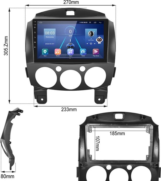 CarPlay Mazda 2 20072015 Android 10 navigatie en multimediasysteem 4GB