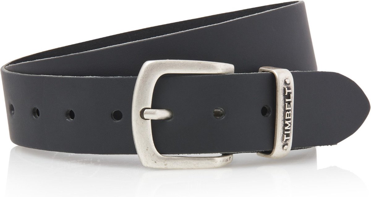 Timbelt zwarte leren riem - jeans riem - zwart - 100% leder - Maat 105 - Totale lengte riem 115 cm