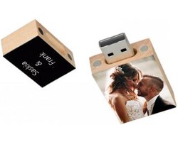 Rechhoek hout usb stick met foto bedrukken