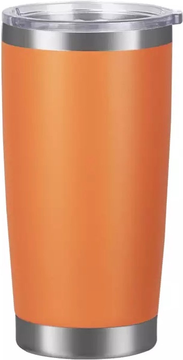 Casero Roestvrijstalen geïsoleerde warm en koud drink beker - thermosbeker - travel mug - met deksel 570ml Oranje