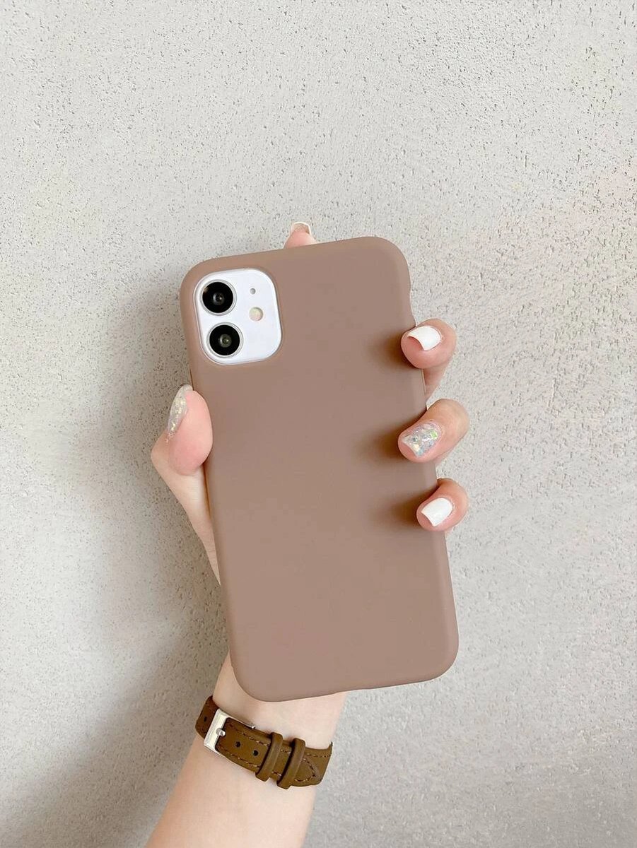 Iphone 12 hoesje - siliconen case - telefoonhoesje - nude bruin