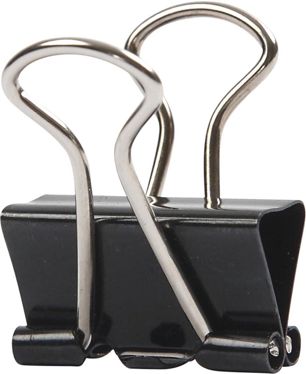 Foldback clips, B: 19 mm, zwart, 40 stuk/ 1 doos