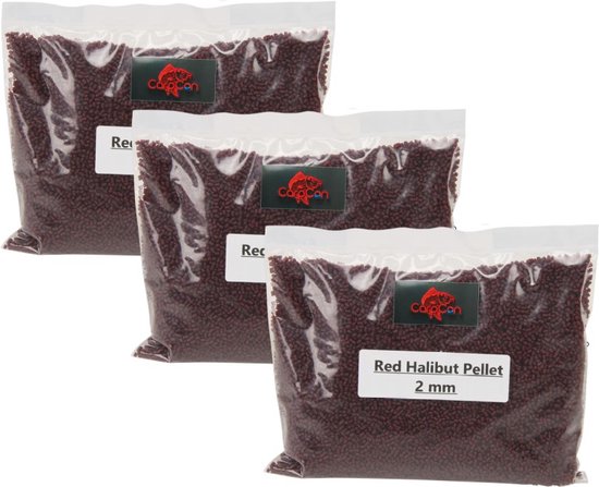 3x 1kg Mini Pellets 'Red Halibut' 2mm - Method Feeder Pellets - Karper/Witvis Lokvoer