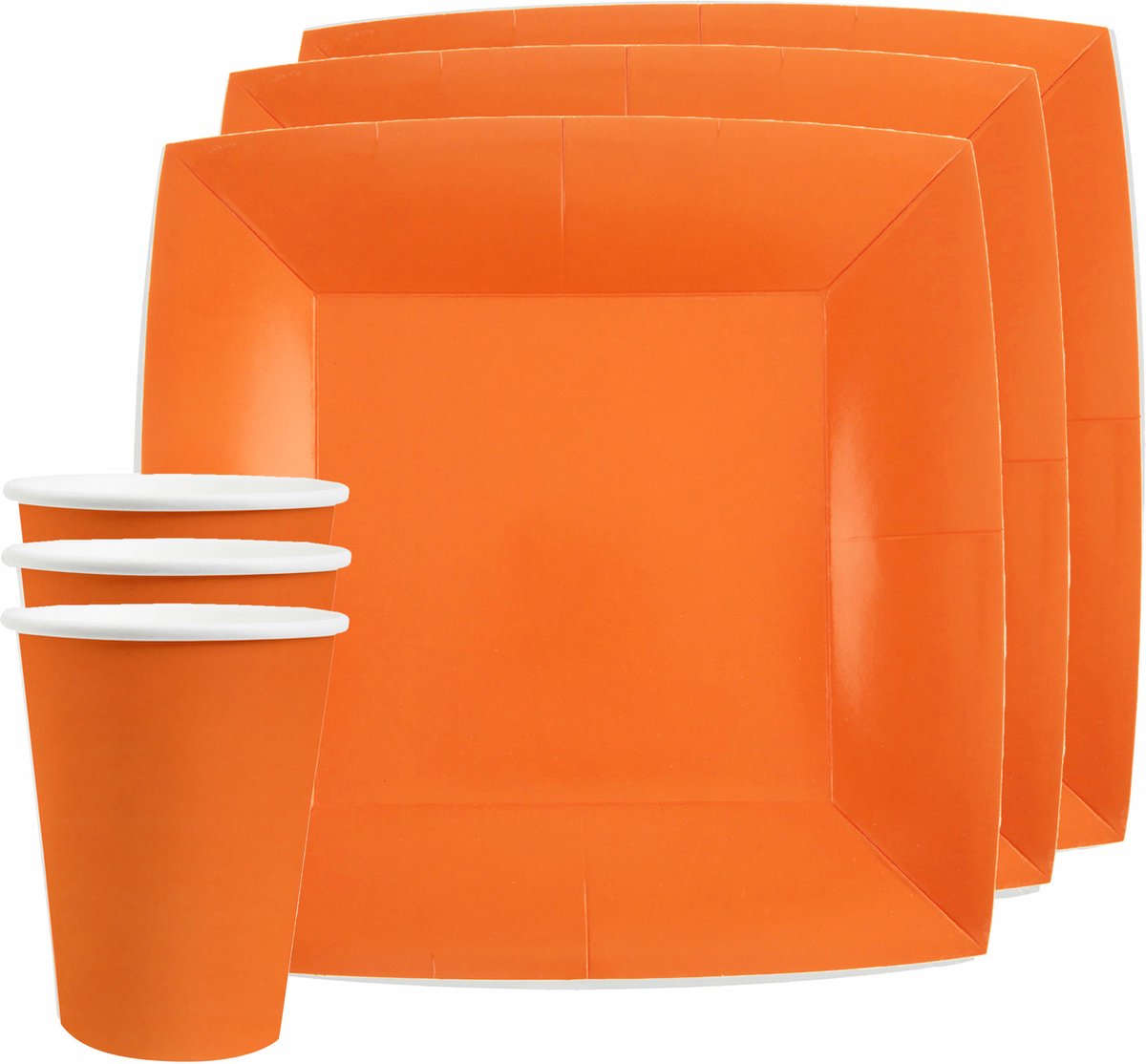 Santex feest/verjaardag servies set - 20x gebaksbordjes en bekertjes - oranje - karton