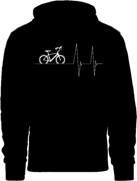 Grappige hoodie - trui met capuchon - hartslag - heartbeat - fiets - fietsen - wielrennen - mountainbike - fietssport - sport - maat 3XL