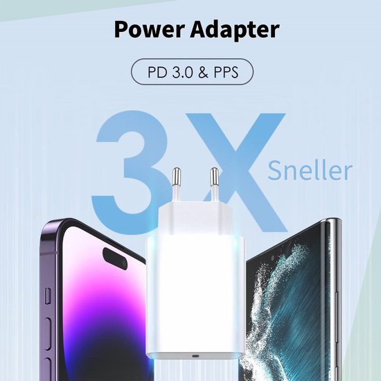 Chargeur rapide USB C 30 W + chargeur iPhone - 2 mètres - Convient pour iPhone 14/13/12/11/Xr/Xs/Xs Max/8/8 Plus/ iPad Pro - Prise de charge iPhone