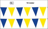 6x Vlaggenlijn blauw/geel 10 meter - Meerkleurig - vlaglijn festival blok vlaglijn thema feest festival verjaardag landen