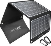 RealPower SP-22E Mobiel 22,5W Solar panel met 2 x USB-A en 1 x USB-C - Opvouwbaar compact zonnepaneel voor mobiel gebruik - IPX5 weersbestendig - zwart