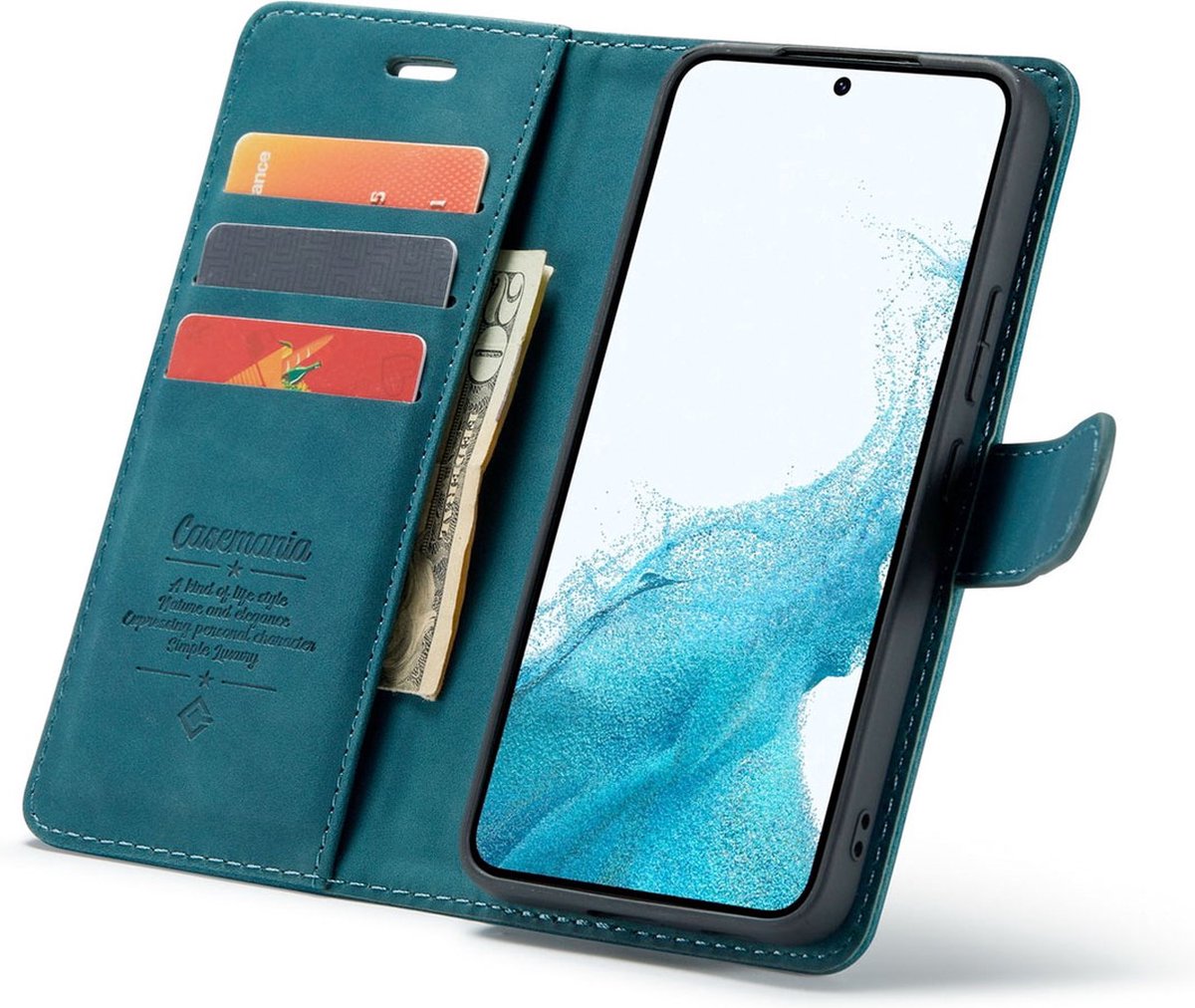Samsung Galaxy S23+ Bookcase hoesje - CaseMe - Effen Groen - Kunstleer