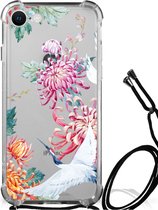 GSM Hoesje iPhone SE 2022 | 2020 | 8 | 7 Telefoonhoesje Valbescherming met transparante rand Bird Flowers