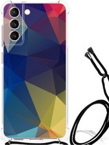 Telefoon Hoesje Geschikt voor Samsung Galaxy S21 FE Hoesje maken met transparante rand Polygon Dark