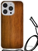 Coque pour téléphone portable iPhone 14 Pro Coque pour téléphone avec nom avec bord transparent Dark Wood