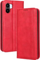 Mobigear Telefoonhoesje geschikt voor Xiaomi Redmi A1 4G Hoesje | Mobigear Sensation Bookcase Portemonnee | Pasjeshouder voor 3 Pasjes | Telefoonhoesje voor Pinpas / OV Kaart / Rijbewijs - Rood