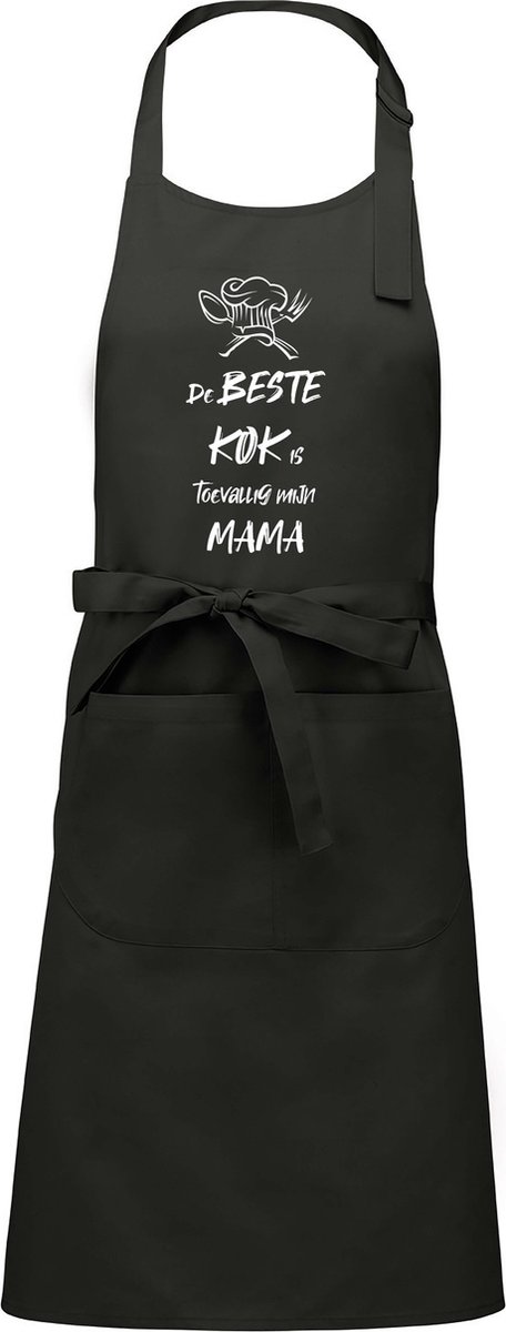 mijncadeautje - luxe schort - De beste kok is toevallig mijn MAMA - chique grijs