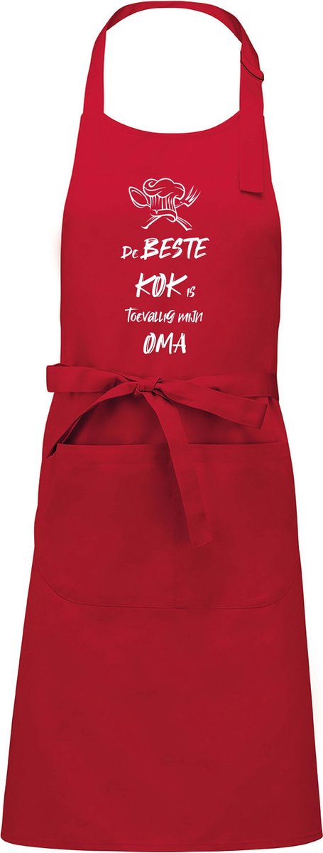 mijncadeautje - luxe schort - De beste kok is toevallig mijn OMA - rood