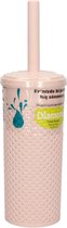 Toiletborstel met houder - roze - kunststof - 35 cm - wc borstel - toiletborstelhouders / wc-borstel