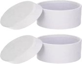 3x Boîte artisanale ronde blanche / boîtes en carton - 16,5 x 6 cm - Boîte à chapeau / boîte cadeau