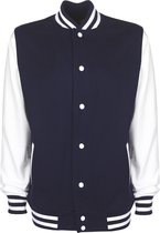 Varsity Jacket unisex merk FDM maat 3XL Donkerblauw/Wit