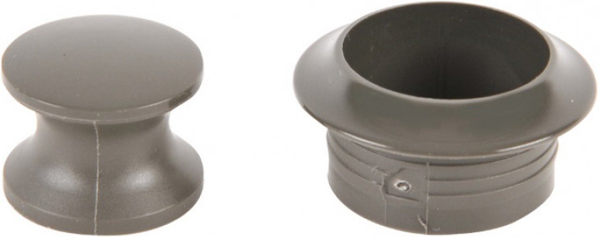 Knop+Ring Pushlock Grijs 2st.