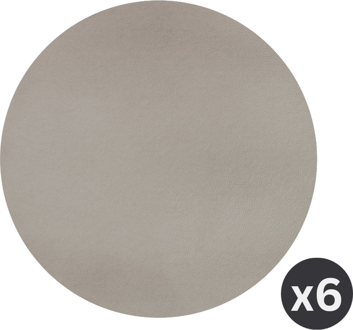 Placemat Togo rond (dia 38cm) - kunststof - taupe - SET/6