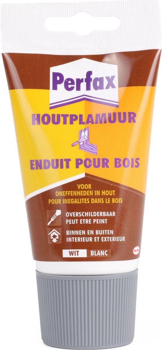 Perfax Houtplamuur Overschilderbaar Voor Binnen en Buiten 250 g Hout plamuur