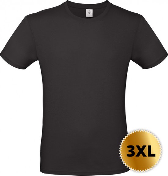 Basic T-shirt - 150 g - Ronde hals - Black- Maat 3XL