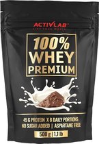 Activlab - 100% Whey Premium Protein Concentraat - Wei-eiwit proteine - Low fat - Low sugar - Low carb - Protein poeder - 500g - Milk bar - Melk reep