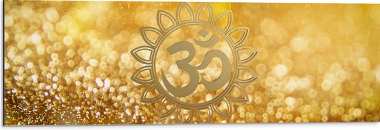 Dibond - Hindoe Symbool Versierd door Gouden Details - 90x30 cm Foto op Aluminium (Wanddecoratie van metaal)