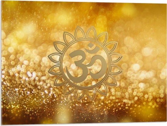Acrylglas - Hindoe Symbool Versierd door Gouden Details - 80x60 cm Foto op Acrylglas (Wanddecoratie op Acrylaat)