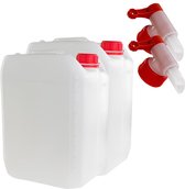 Jerrycan set van 2 BPA-vrij - 10 L - Watertanks - Incl. aftapkraantjes en doppen - Voedselveilig - Opstapelbaar