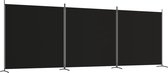 vidaXL - Kamerscherm - met - 3 - panelen - 525x180 - cm - stof - zwart
