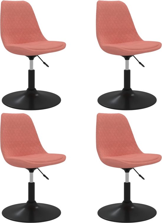 vidaXL Chaises de salle à manger rotatives 4 pcs Velours Rose - Chaise de salle à manger - Chaises de salle à manger - Chaise de salle à manger - Chaise