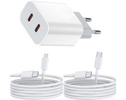35W Oplaadset met 2 USB C Kabels - Geschikt voor Apple iPad, iPhone met Lightning naar USB C Oplaadkabel - 2 Meter - 2 Poorten - Snel Opladen