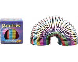 Metallic strepen trapveer - rainbow regenboog - springveer speelgoed traploper rups spring - funcadeau schoencadeautje - 7 cm - kerst cadeau tip