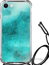 Telefoon Hoesje iPhone SE 2022 | 2020 | 8 | 7 Case Anti-shock met transparante rand Painting Blue